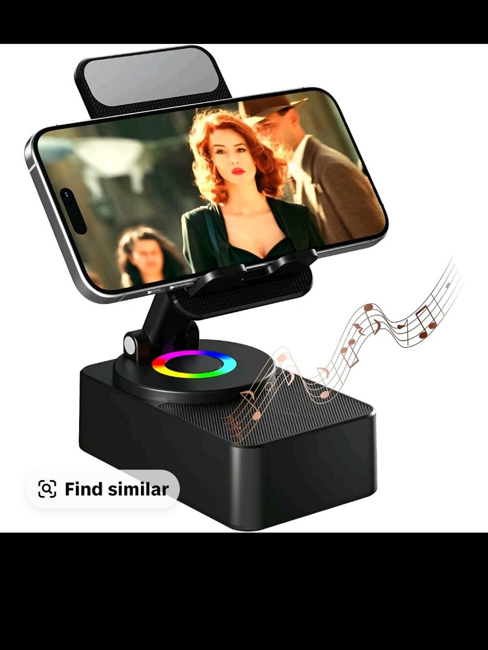 Adjustable Black RGB Phone Holder with Speaker